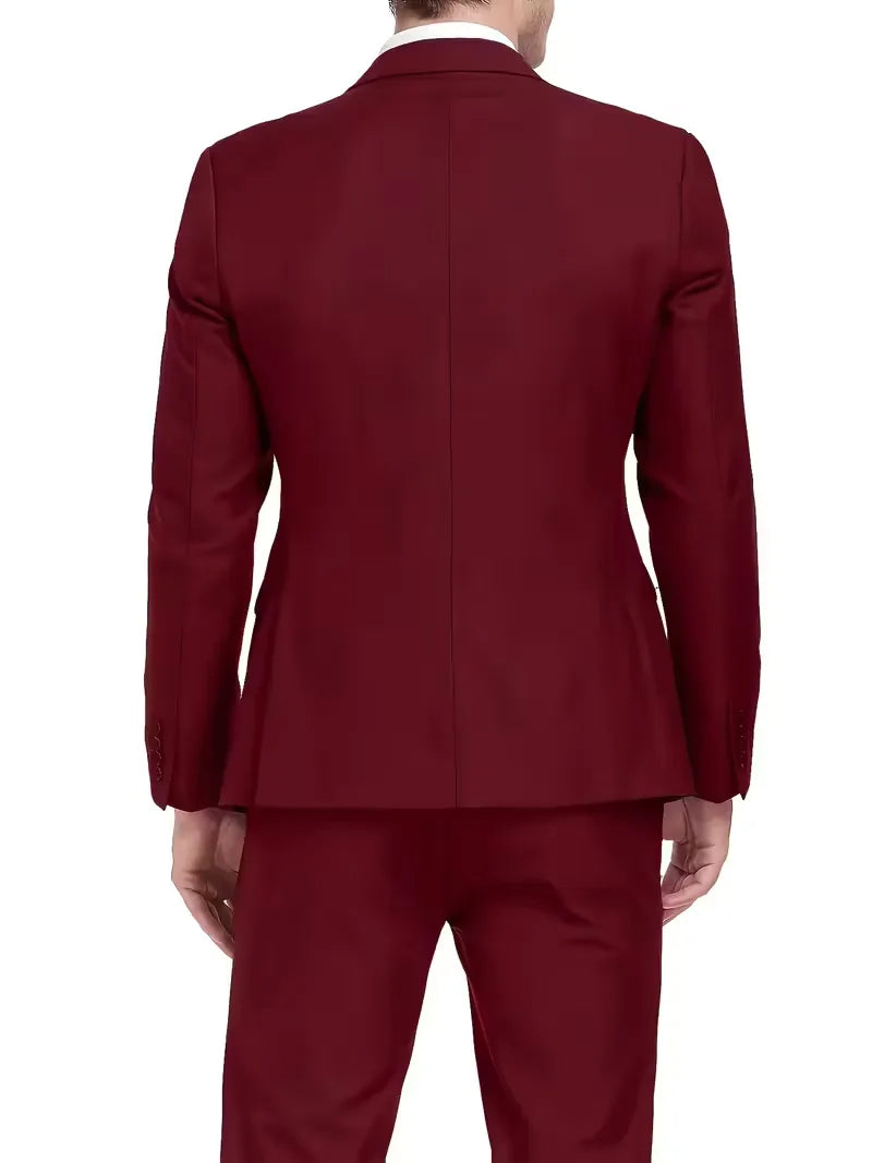 Feestelijk heren kostuum, driedelig slim fit, glanzend en comfortabel, perfect voor elk gala.