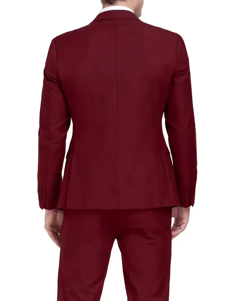 Feestelijk heren kostuum, driedelig slim fit, glanzend en comfortabel, perfect voor elk gala.