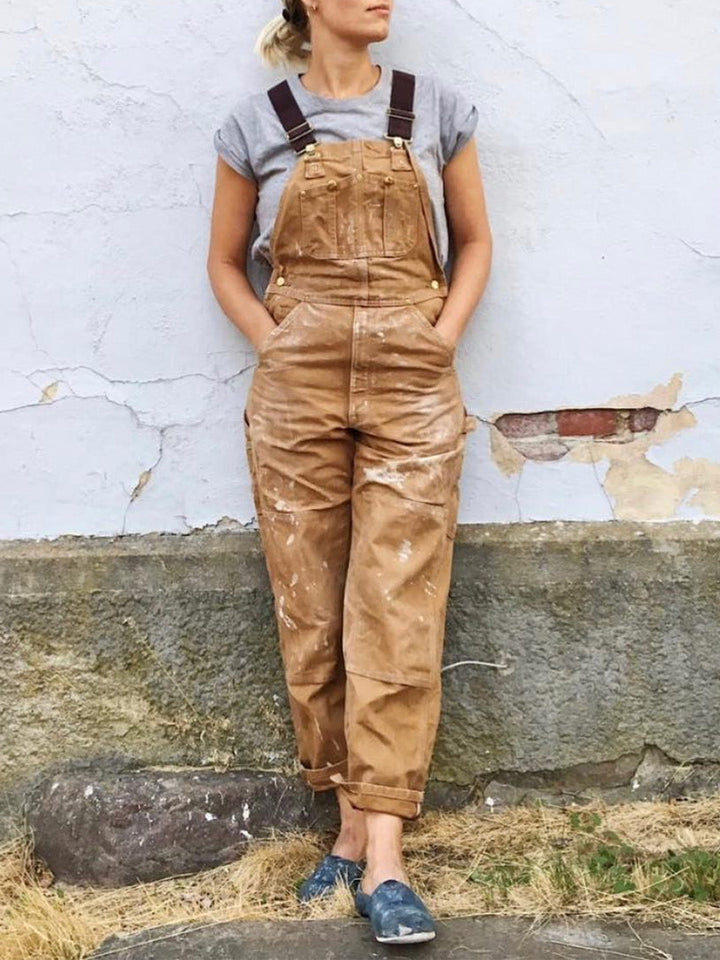 Comfortabele unisex canvas werkoverall met verstelbare banden. Een complete en praktische werk outfit.