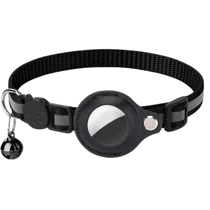 GPS tracker voor huisdieren met veilige bevestiging aan een stevige halsband.
