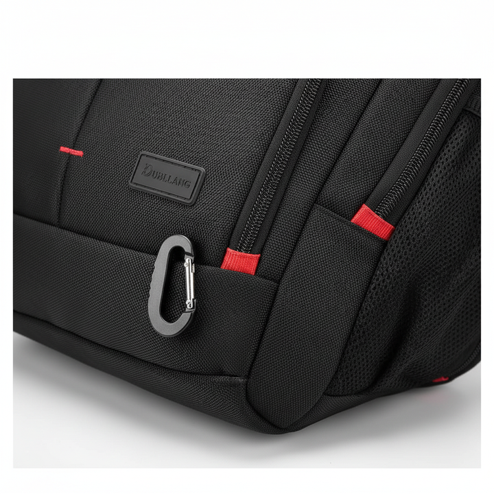 Grote zwarte unisex rugzak 50L met USB-poort en laptopvak, perfect als weekendtas of travel bagage. Stevige reistas.