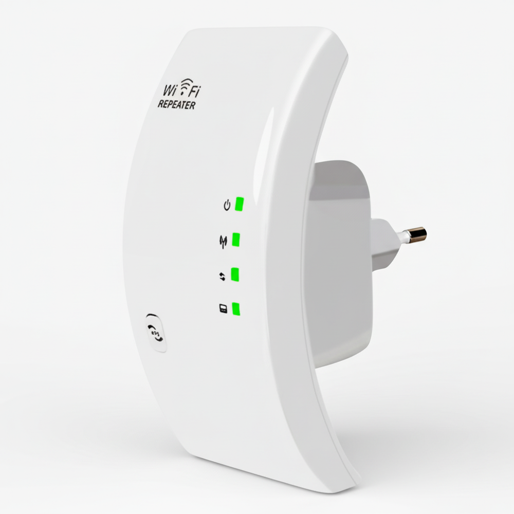 Wifi-repeater NetBoost vergroot bereik en signaalsterkte voor snel internet in elke hoek van je huis of kantoor.