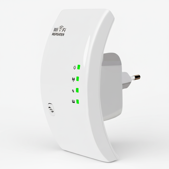 Wifi-repeater NetBoost vergroot bereik en signaalsterkte voor snel internet in elke hoek van je huis of kantoor.