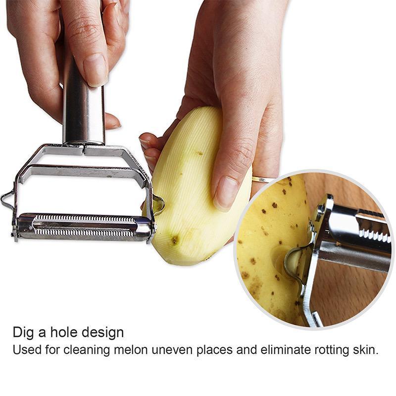 Praktische RVS dunschiller, perfect voor elke keuken. Snel en veilig aardappels, komkommers en wortels schillen.