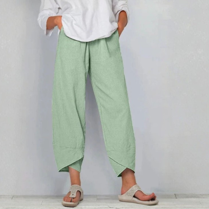 Ultiem comfortabele dames casual broek, relaxed fit, met flexibele elastische tailleband voor elke dag.