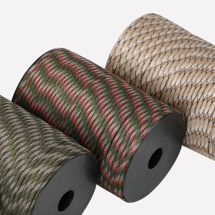 Duurzaam 100m militair paracord touw, ideaal voor survival, wandelen, knutselen en noodhulp.