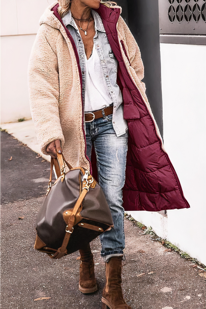 Dames parka, warm, comfortabel en winddicht. Dubbelzijdig design voor casual wintermode.