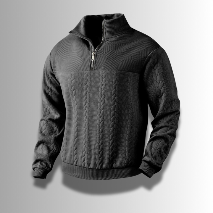 Deze heren trui van merinowol met ritskraag staat garant voor comfort en een stijlvolle look.