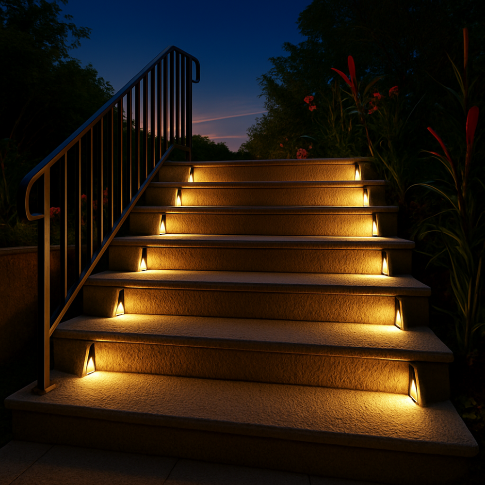 Duurzame LED solar traplicht, draadloos en weerbestendig, voor veilige en sfeervolle buitenverlichting.