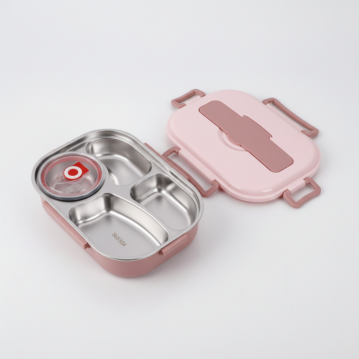 Compacte RVS thermische bento box voor picknicks en dagjes uit; geniet van warme maaltijden buitenshuis.