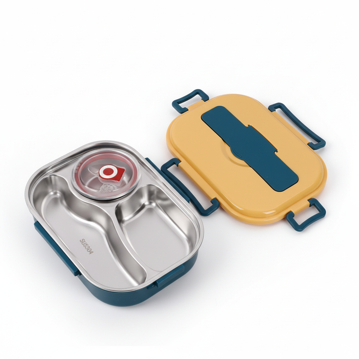 Duurzame RVS bento lunchbox, milieuvriendelijk en herbruikbaar voor dagelijks vers eten.