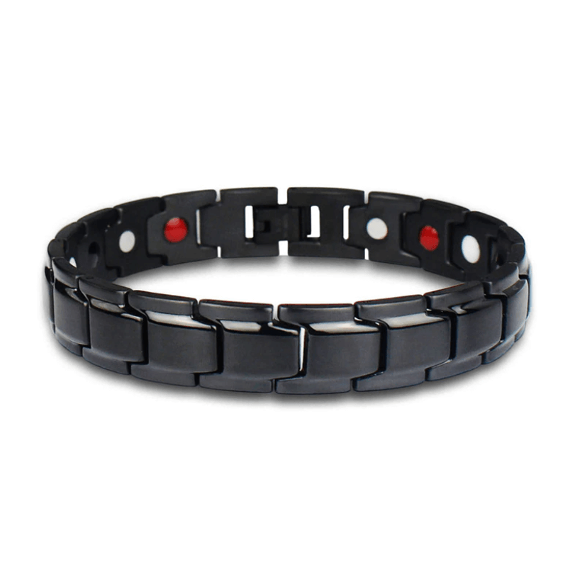 Unisex sieraden: roestvrijstalen wellness armband met geïntegreerde magneten voor dagelijks comfort.