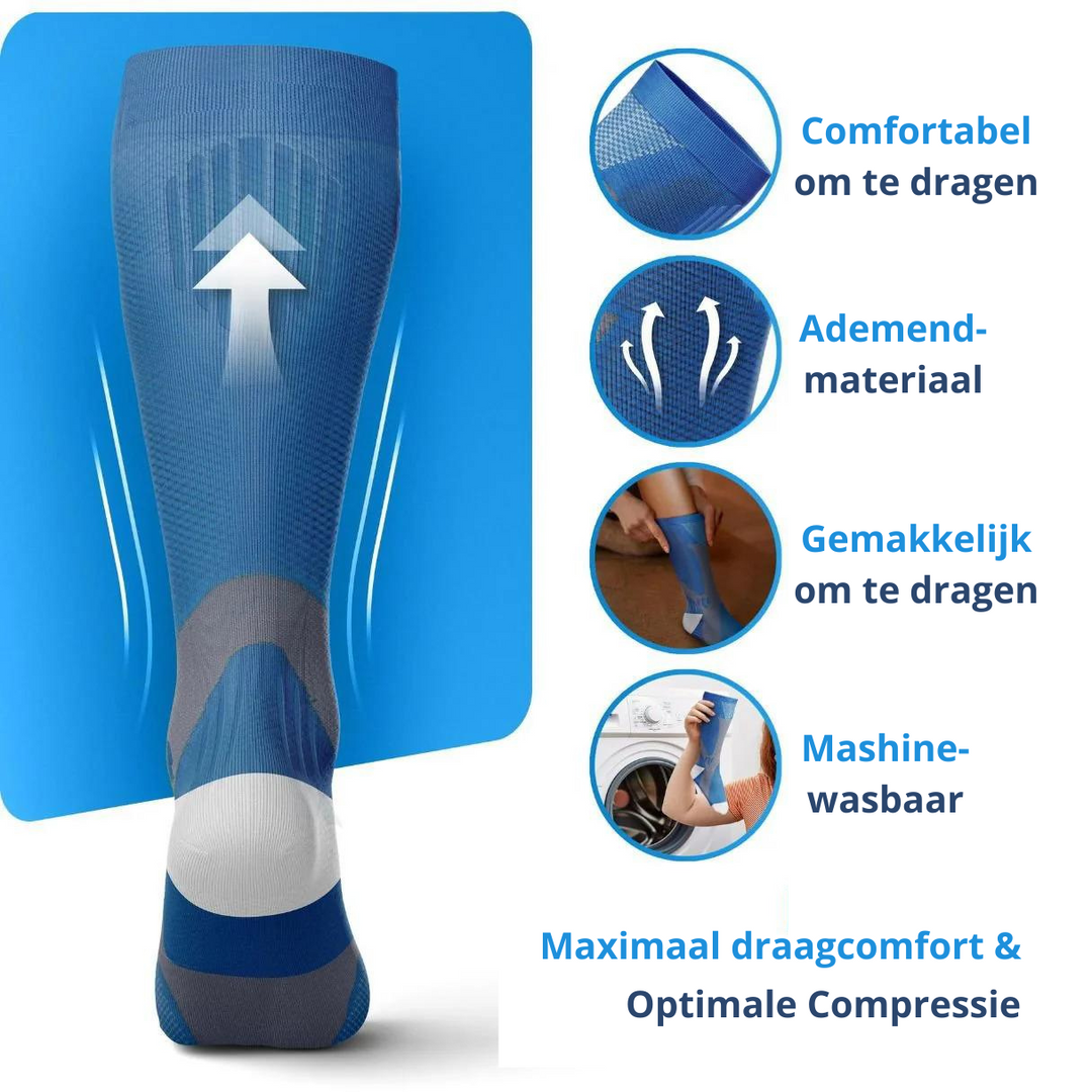 Comfortabele steunkousen unisex, bieden effectieve beenverlichting bij spataderen en trombose.