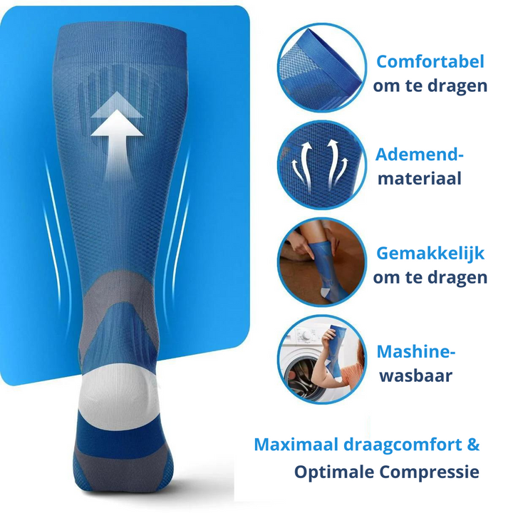Comfortabele steunkousen unisex, bieden effectieve beenverlichting bij spataderen en trombose.