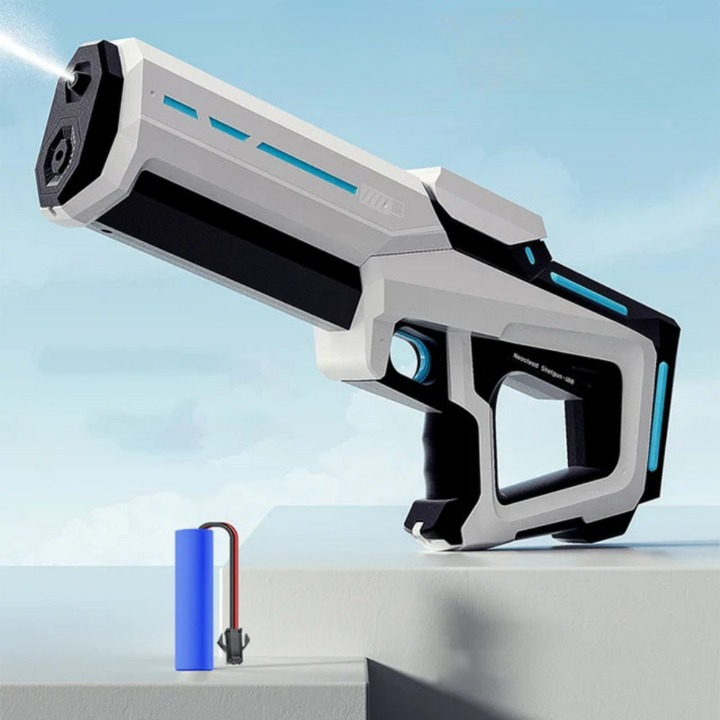 Automatisch waterpistool met 1L tank en 10m bereik voor zomers waterplezier en spannende watergevechten.