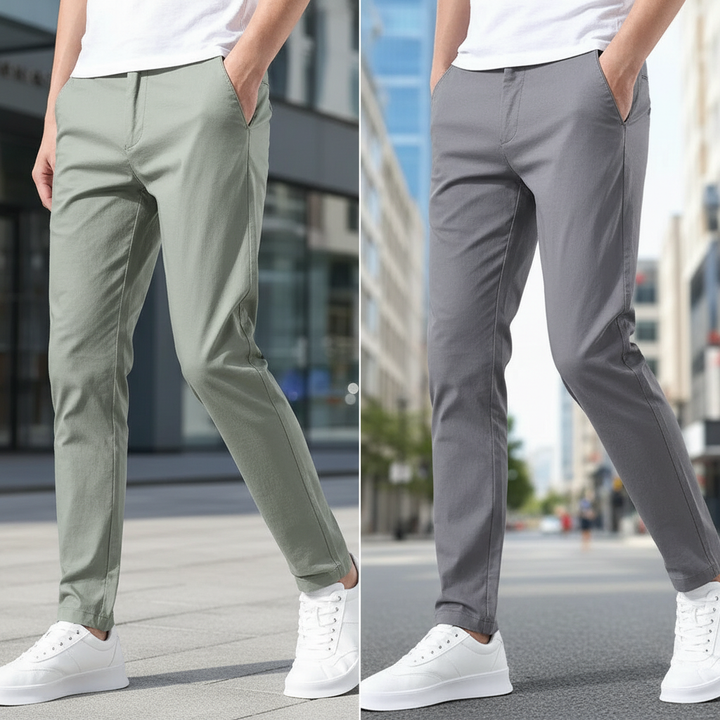 Zwarte elastische slim fit herenbroek 'Larry' voor dagelijks comfort en een stijlvolle look.