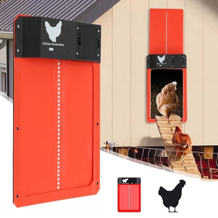 Automatische kippendeur SafeCoop voor veilige bescherming van pluimvee. Eenvoudige installatie op elk kippenhok.
