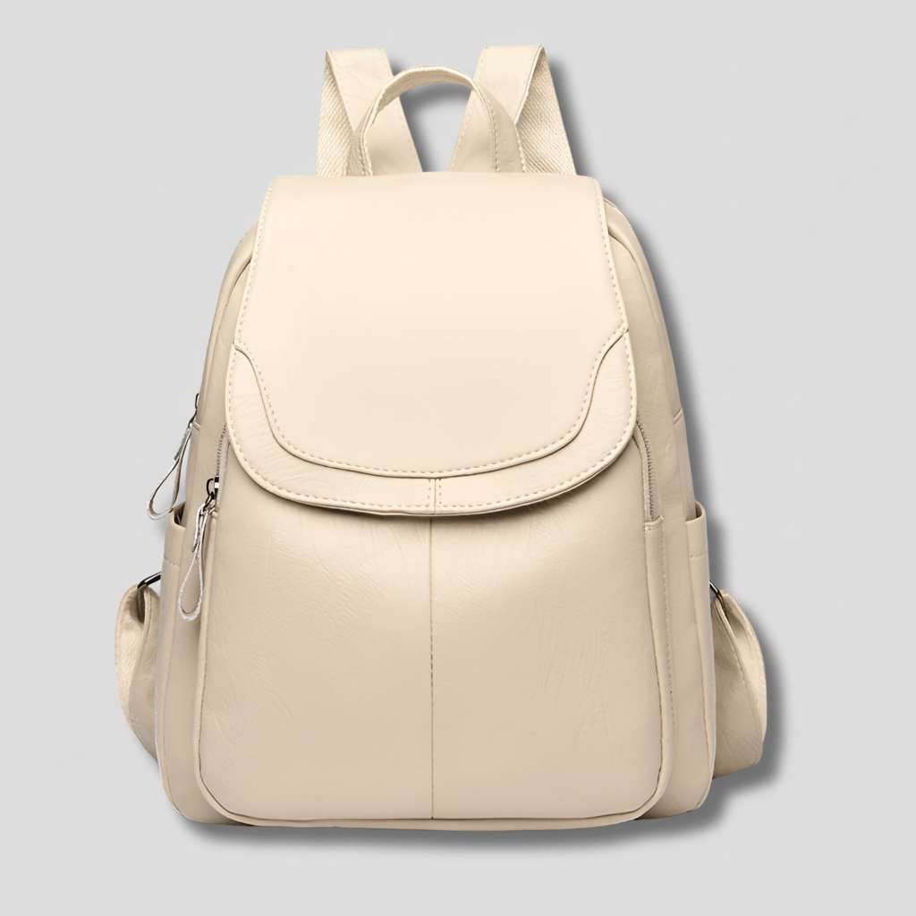 Stijlvolle damesrugzak in zwart leer-look, anti-diefstal design met handige voorvakken. Voor een moderne look.