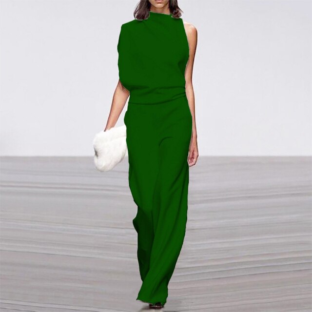 Trendy zomer jumpsuit voor dames met wijde pijpen, stijlvol en comfortabel. Perfecte mode voor warme dagen.