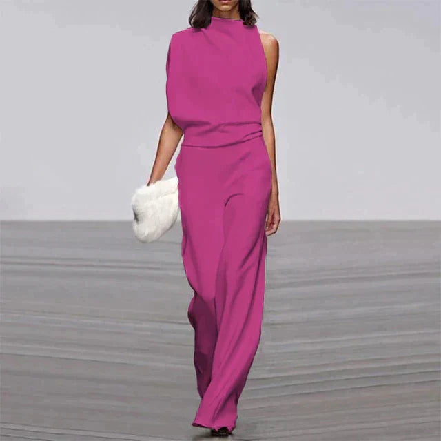 Comfortabele dames jumpsuit met wijde pijpen, ideaal voor casual zomerkleding. Trendy en ontspannen stijl.