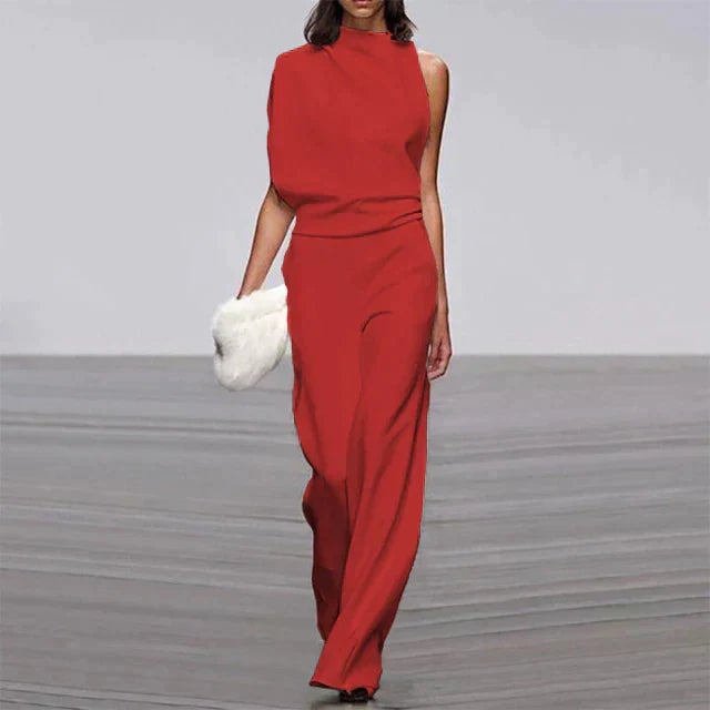 Dames jumpsuit 'Aria' met soepelvallende wijde pijpen, elegant en comfortabel. Geschikt voor modebewuste vrouwen.