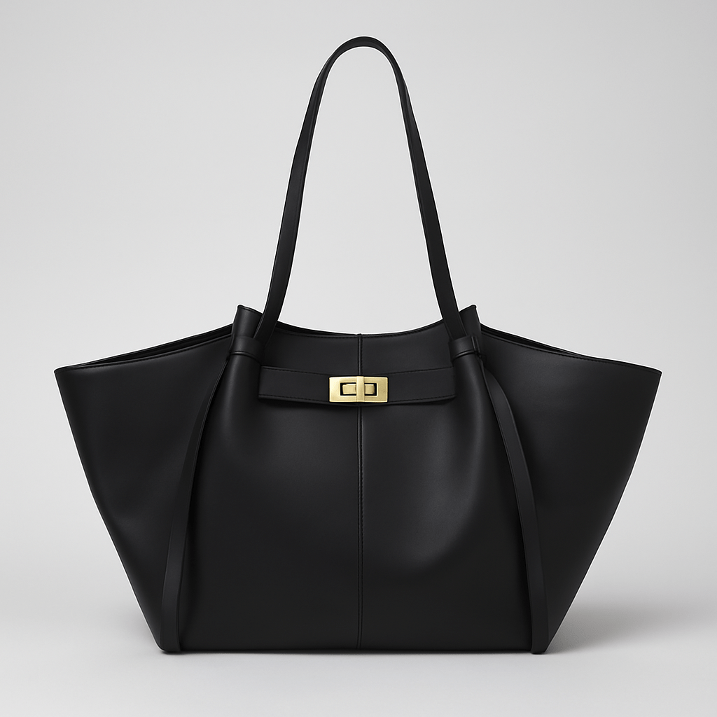 Zwarte elegante dames shopper handtas van PU leer. Tijdloos en veelzijdig voor elke gelegenheid.