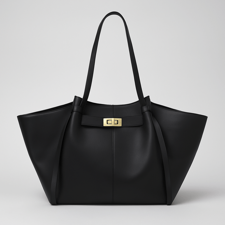 Zwarte elegante dames shopper handtas van PU leer. Tijdloos en veelzijdig voor elke gelegenheid.