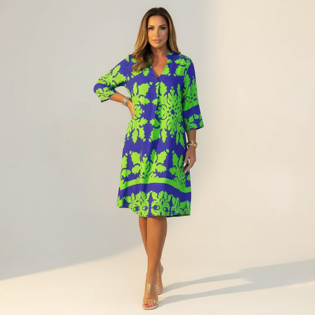 Elegante soepelvallende dames lentejurk, ideaal voor een stijlvolle, comfortabele look.