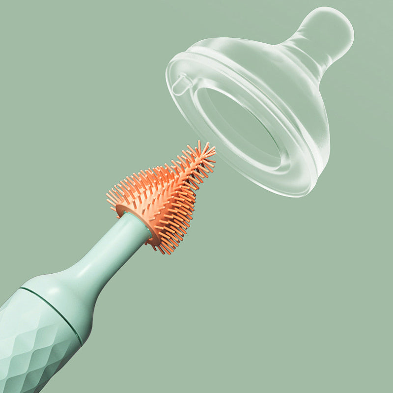 Elektrische flessenborstel voor alle babyflessen en spenen, optimale reiniging en hygiëne.