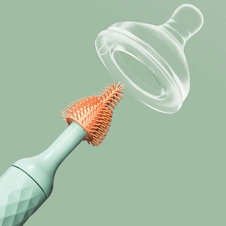 Elektrische flessenborstel voor alle babyflessen en spenen, optimale reiniging en hygiëne.