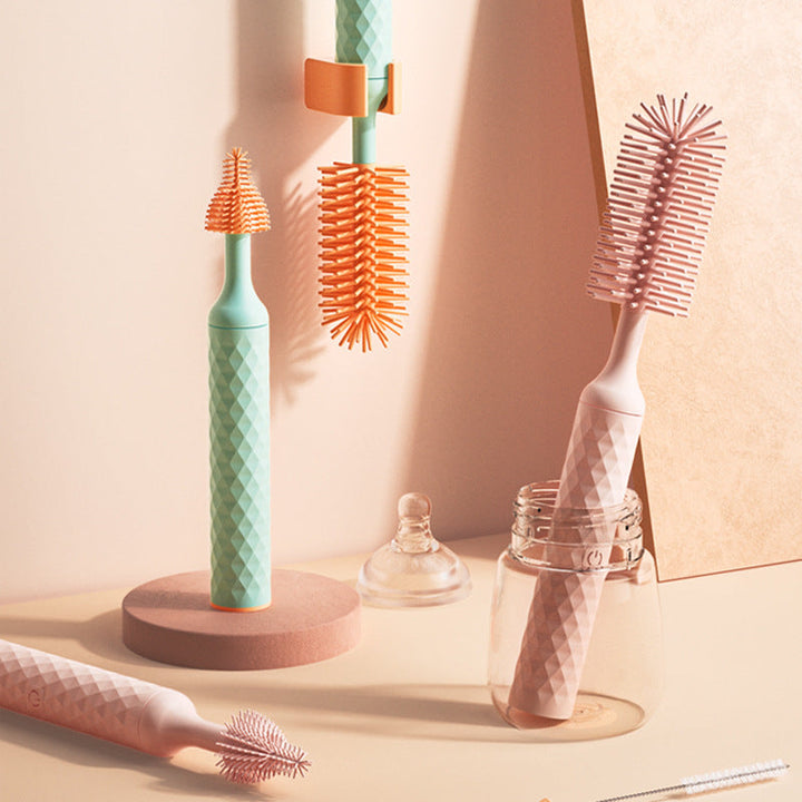 Elektrische siliconen flessenborstel van BubblEase, essentieel voor babyverzorging.