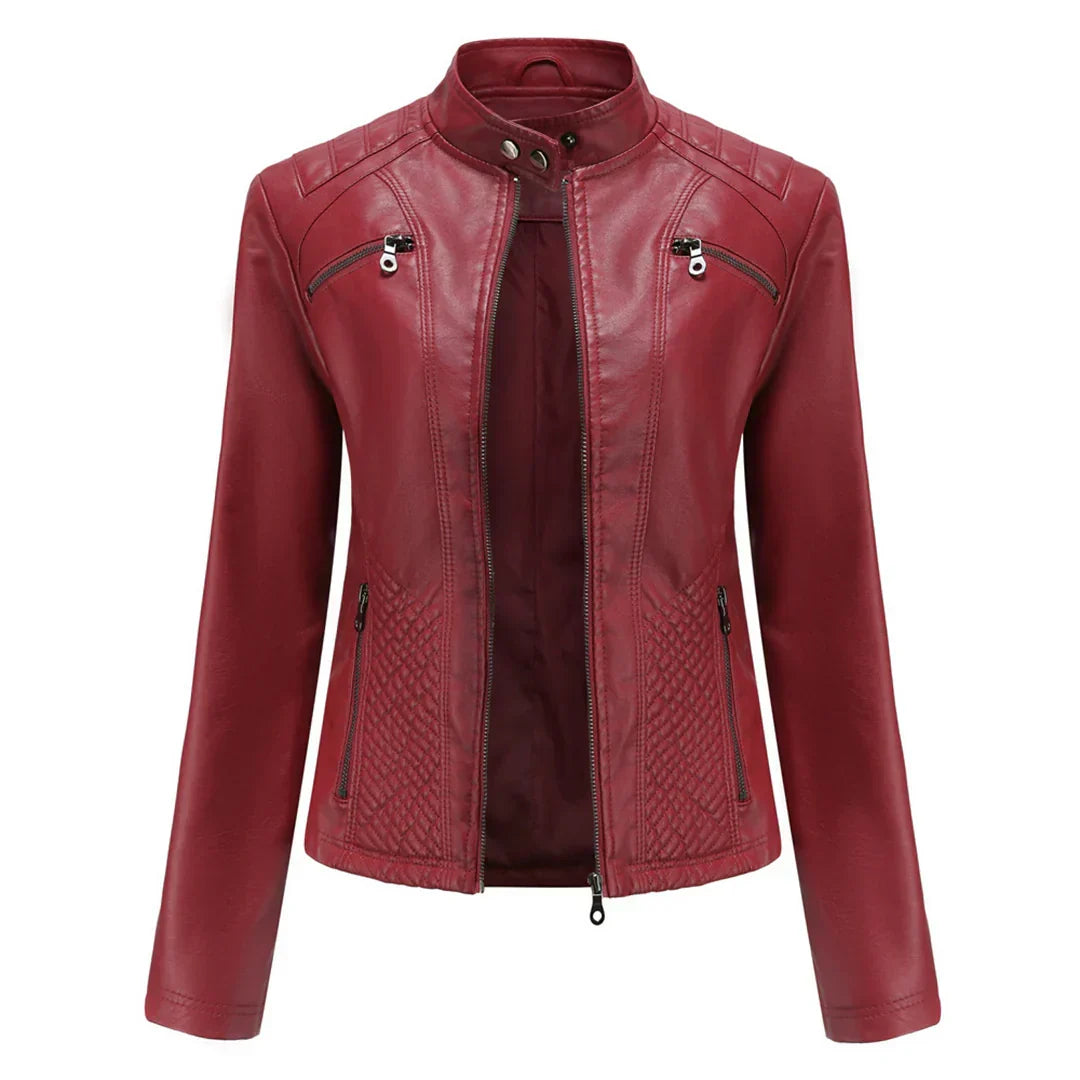 Chique zwarte dames leren jas van PU-leer, tijdloos en elegant, perfect voor een verfijnde look.