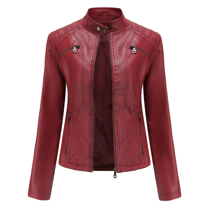 Chique zwarte dames leren jas van PU-leer, tijdloos en elegant, perfect voor een verfijnde look.