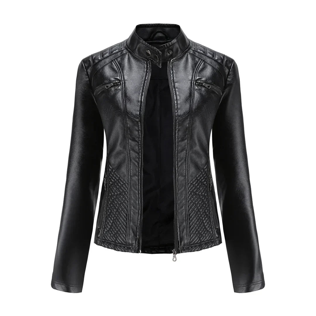 Trendy rode leren damesjas, gemaakt van PU-leer, stijlvol jasje dat uw outfit compleet maakt.