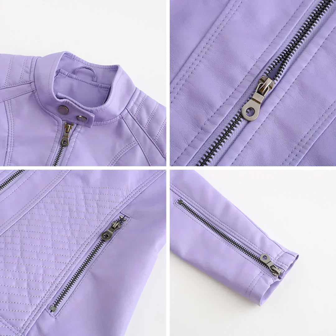 Elegante bruine PU-leren damesjas, stijlvol jasje met tijdloos design, perfect voor elke outfit.