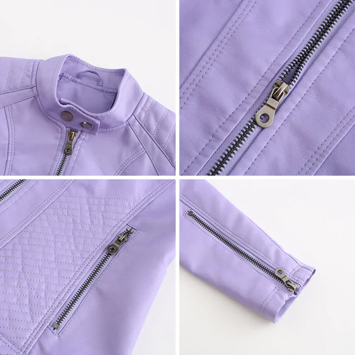 Elegante bruine PU-leren damesjas, stijlvol jasje met tijdloos design, perfect voor elke outfit.