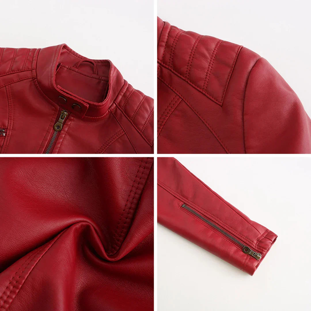 Tijdloze bruine leren damesjas, chic en veelzijdig PU-leren jasje, perfect voor een elegante look.