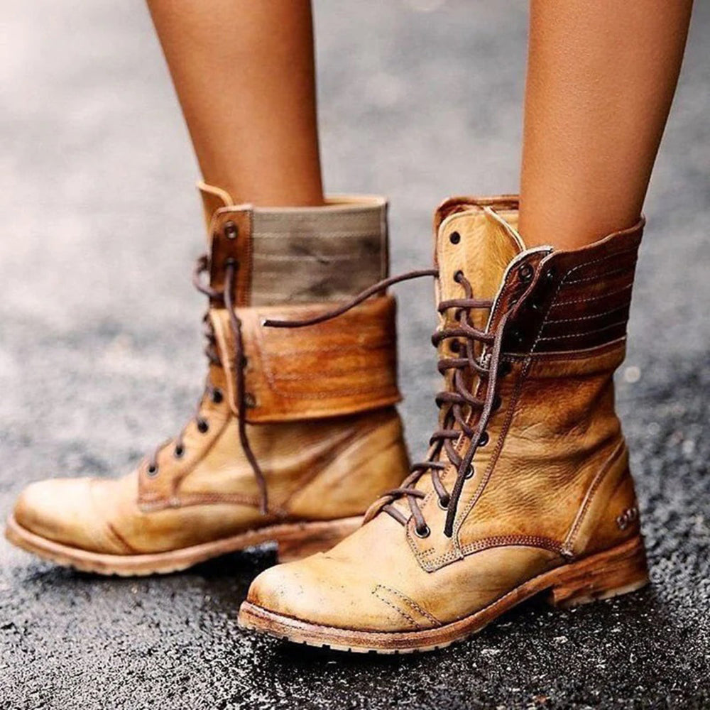 Elegante rode vintage veterschoenen 'Elise' voor dames. Kunstleer schoenen met veters, ideaal voor casual & zakelijk.
