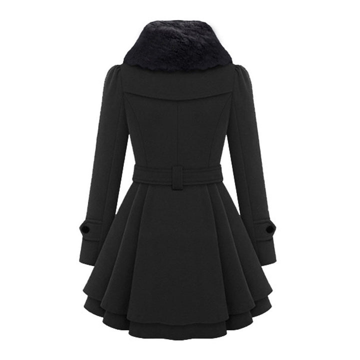 Modieuze lange blauwe dames winterjas met capuchon, warm, stijlvol en veelzijdig.