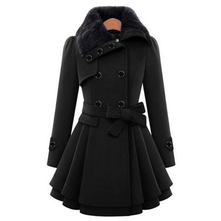 Stijlvolle lange khaki dames winterjas met elegante capuchon, comfortabele outwear.