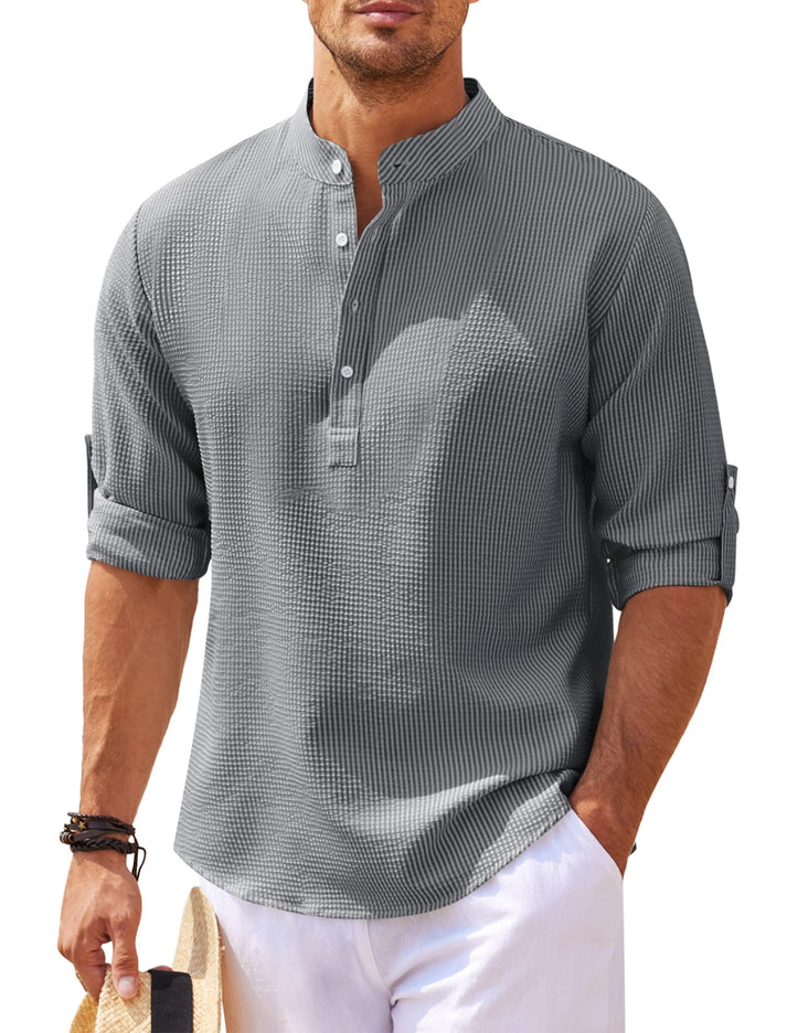 Comfortabel heren overhemd met lange mouwen, urban casual stijl. Modieus en ideaal voor een relaxte, doch stijlvolle outfit.