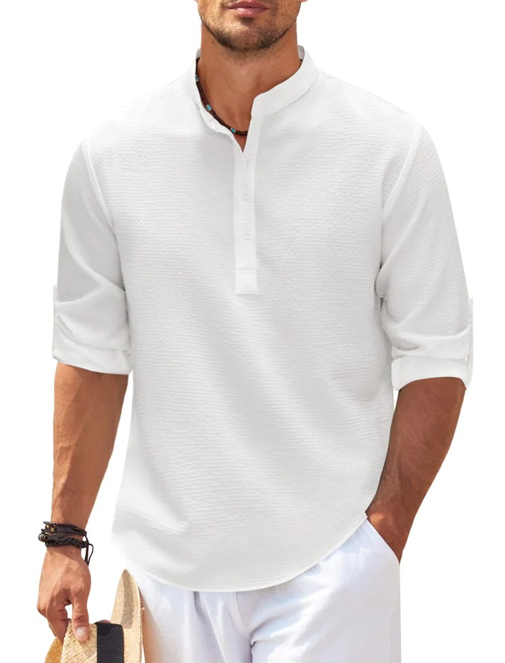 Stijlvol heren overhemd met lange mouwen, urban casual look. Modieus design en comfortabele pasvorm, perfect voor lente/zomer.
