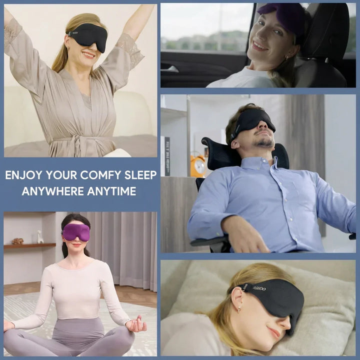 Lichtblokkerend 3D oogmasker met ergonomisch design voor ononderbroken slaap en maximale ontspanning.