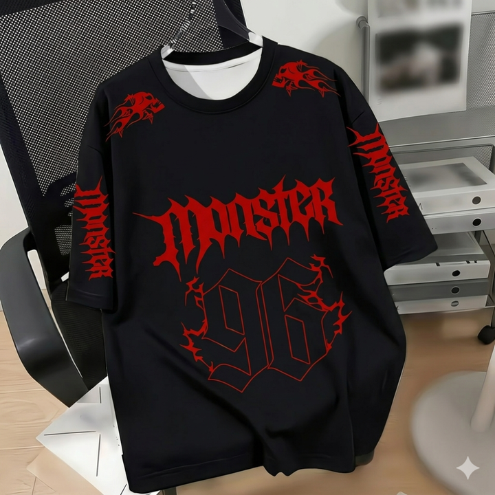 Trendy mannen gestreept T-shirt met unieke graphic print en korte mouwen; veelzijdig voor casual en streetwear.