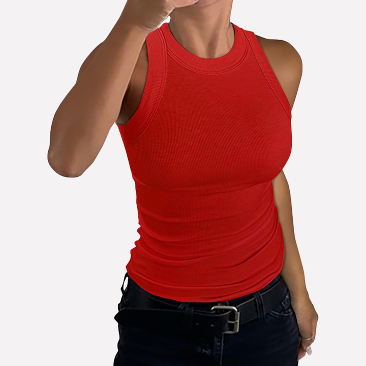 Basic dames racerback tanktop in slim fit, ideaal als comfortabele casual top.