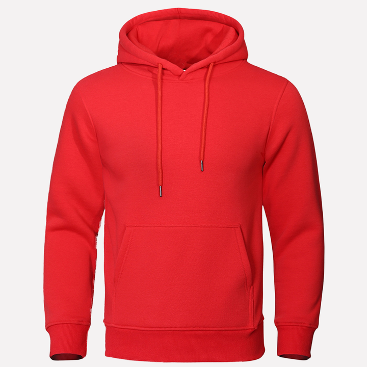 Ontspannen herenkleding: deze comfortabele hoodie met kangoeroezak is perfect.