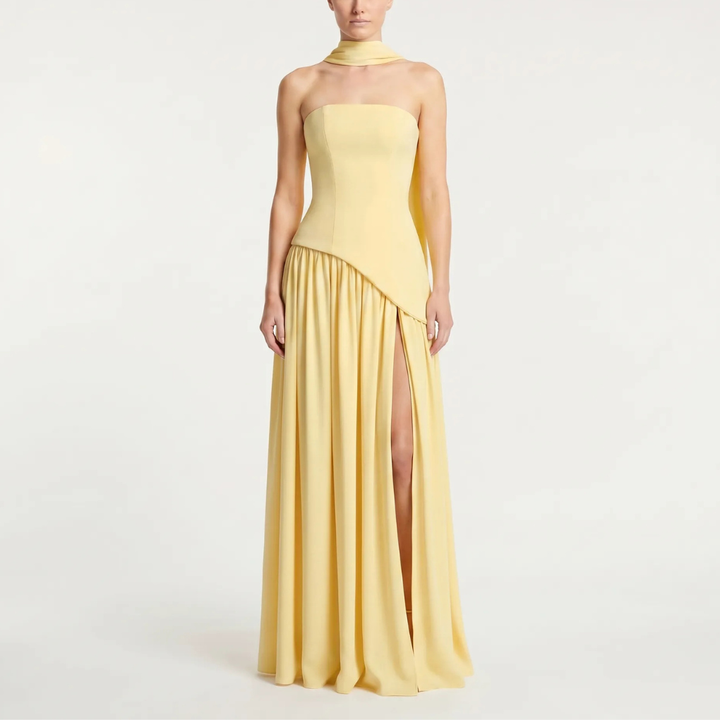 Mintgroene gestructureerde maxi-jurk voor dames, met chic corsetlijf, perfecte feest- of avondjurk.