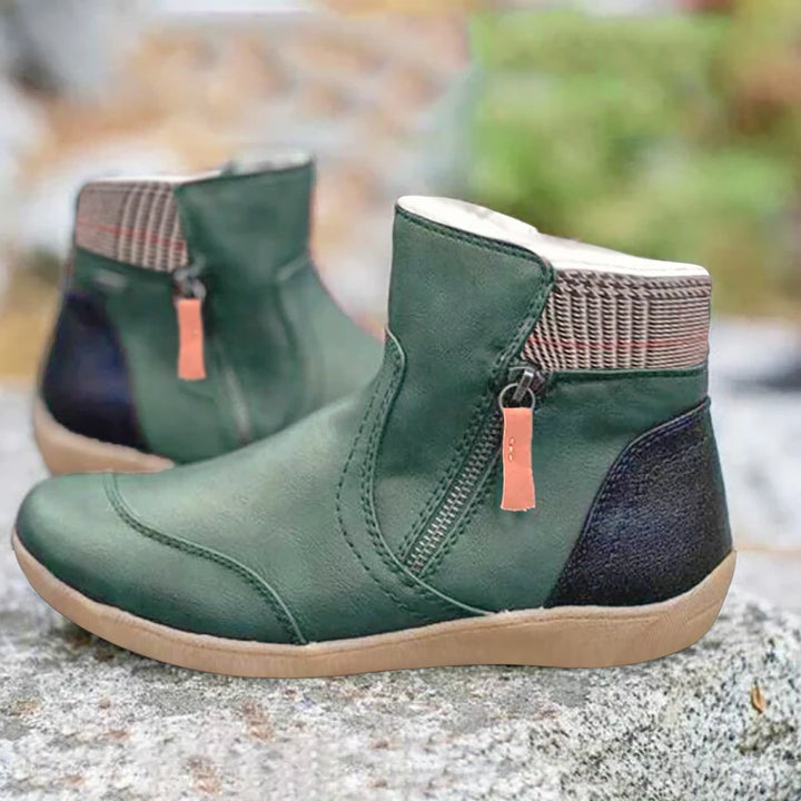 Comfortabele dames enkellaarsjes met antislip grip en voetboogondersteuning, ideaal voor dagelijks gebruik.