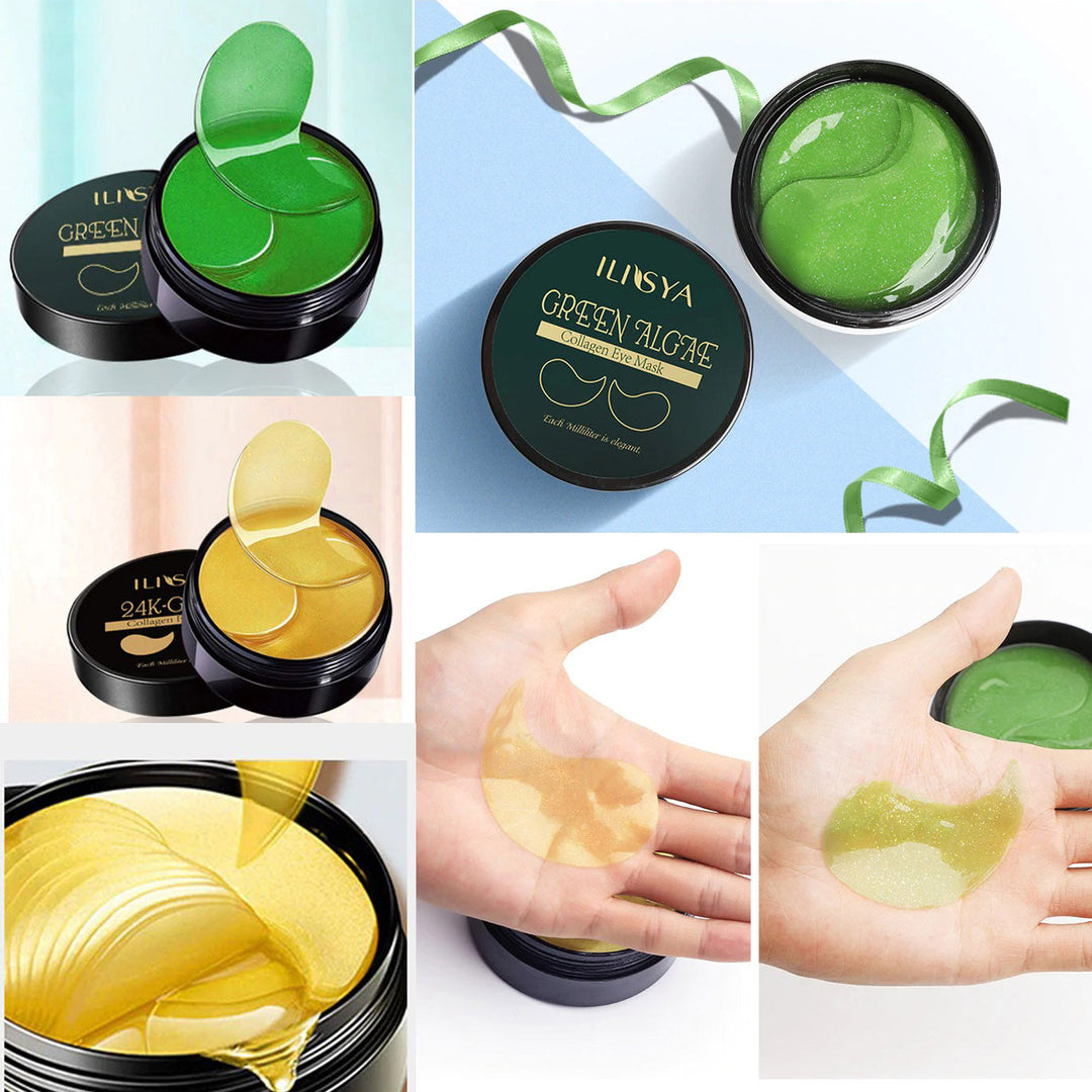 Essentieel beauty product: goud oogmasker voor een complete anti-aging gezichtsverzorgingsroutine.