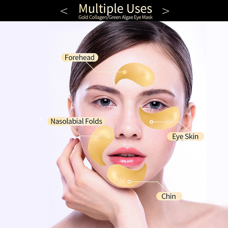 Unisex goud oogmasker voor mannen en vrouwen; effectief tegen rimpels, wallen en vermoeide ogen.